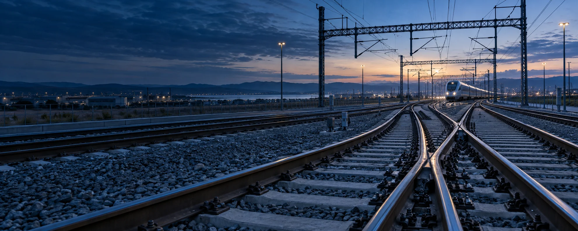 Completed modern railway and track switches
